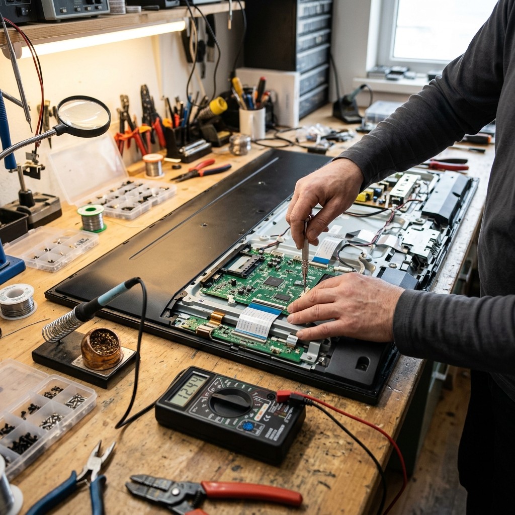 Electronics repair bench in Orange, CA